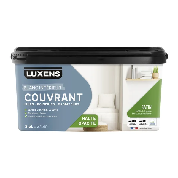 Peinture mur, boiserie, radiateur satin LUXENS Couvrant 2.5L