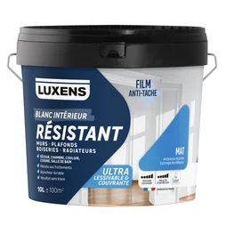 Peinture mur, plafond, boiserie blanc mat LUXENS Résistant 10L