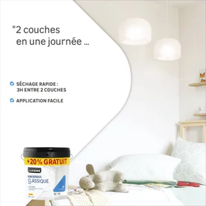 Peinture mur blanc mat LUXENS Classique 10L+20% gratuit