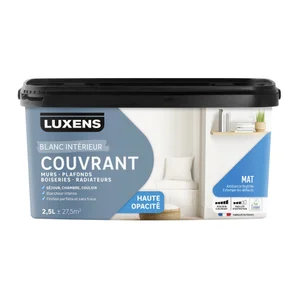 Peinture mur, plafond, boiserie, blanc mat LUXENS Couvrant 2.5L