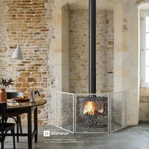 Pare-feu pour poêle 3 volets crème Flora,Dixneuf, 003.20255c acier