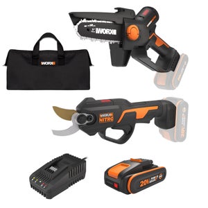 Pack mini-élagueuse + sécateur WORX 20V WG907E