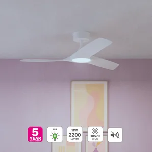 Ventilateur de plafond aruba+ d112cm led 2200lm cct/dim blanc inspire