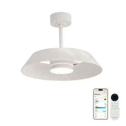 Ventilateur de plafond LED connecté, Cadix D.91cm, INSPIRE, blanc, compatible ENKI