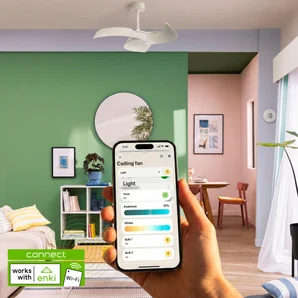 Ventilateur de plafond LED connecté, Cadix D.91cm, INSPIRE, blanc, compatible ENKI