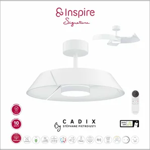 Ventilateur de plafond LED connecté, Cadix D.91cm, INSPIRE, blanc, compatible ENKI