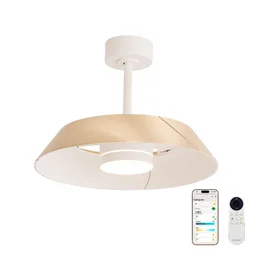 Ventilateur de plafond LED connecté, Cadix, D.91 cm, INSPIRE, bois, compatible ENKI