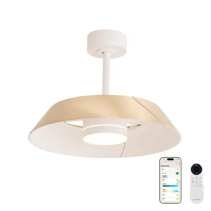 Ventilateur de plafond LED connecté, Cadix, D.91 cm, INSPIRE, bois, compatible ENKI