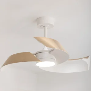 Ventilateur de plafond LED connecté, Cadix, D.91 cm, INSPIRE, bois, compatible ENKI