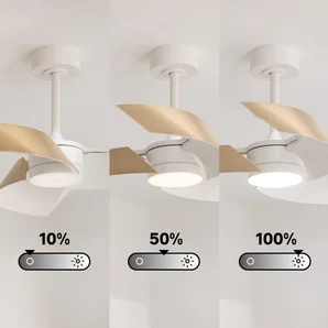 Ventilateur de plafond LED connecté, Cadix, D.91 cm, INSPIRE, bois, compatible ENKI