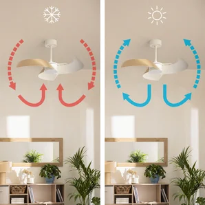 Ventilateur de plafond LED connecté, Cadix, D.91 cm, INSPIRE, bois, compatible ENKI
