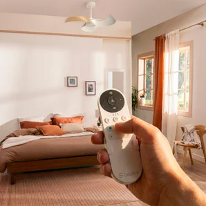 Ventilateur de plafond LED connecté, Cadix, D.91 cm, INSPIRE, bois, compatible ENKI