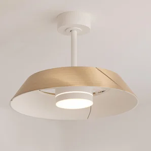 Ventilateur de plafond LED connecté, Cadix, D.91 cm, INSPIRE, bois, compatible ENKI