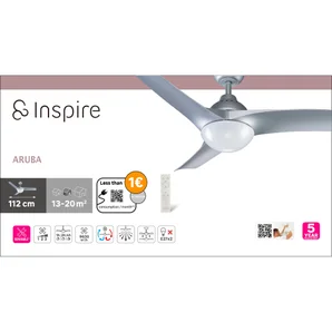 Ventilateur de plafond aruba 2xe27 d112cm argent inspire