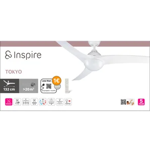 Ventilateur de plafond tokyo 2xe27 d132cm blanc inspire