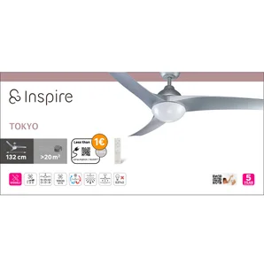 Ventilateur de plafond TOKYO 2x E27 d112 cm argent INSPIRE