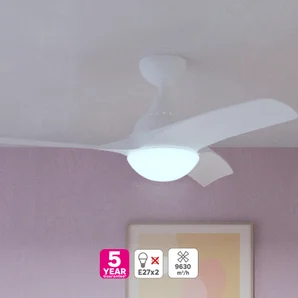 Ventilateur de plafond aruba 2xe27 d112cm blanc inspire