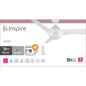 Ventilateur de plafond aruba 2xe27 d112cm blanc inspire