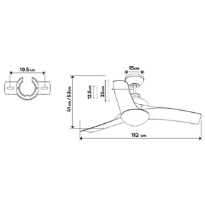 Ventilateur de plafond aruba 2xe27 d112cm blanc inspire