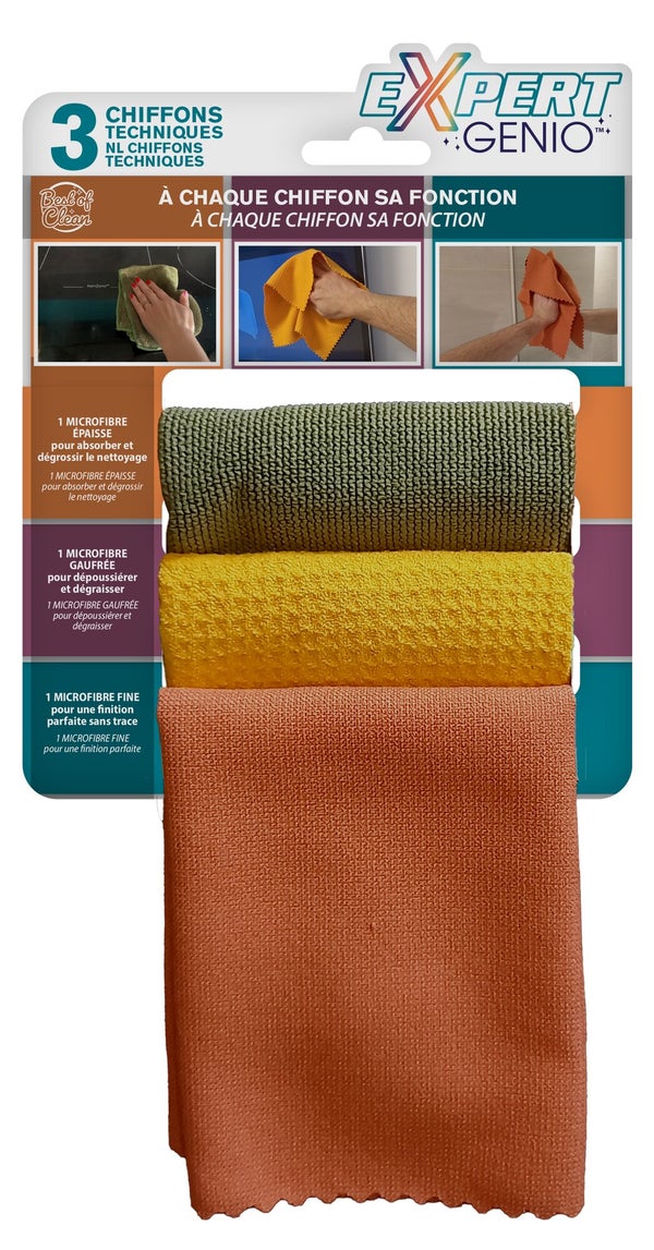 Chiffons expertgenio jaune orange vert x3