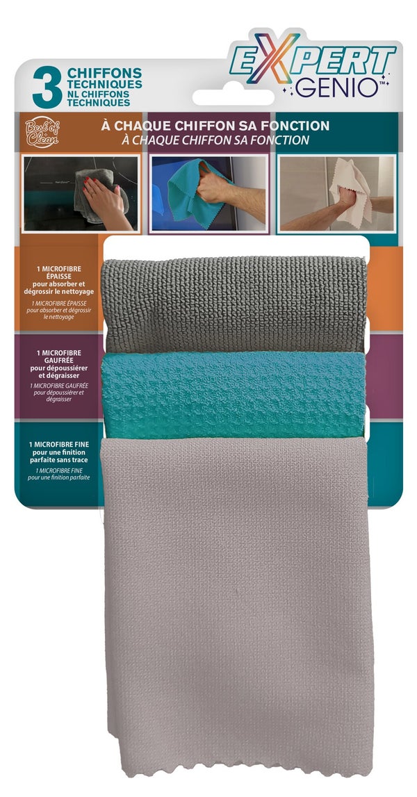 Chiffons expertgenio bleu rose gris x3
