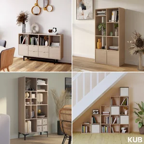 Etagere 2x4 cases spaceo kub chene h70.5xl70.4xp31.7cm