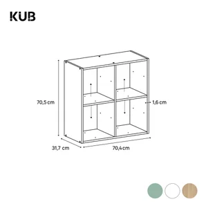 Etagere 2x2 cases spaceo kub blanc h70.5xl70.4xp31.7cm
