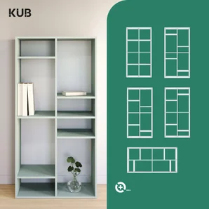 Etagere 2x4 cases spaceo kub vert sauge h139.3xl70.4xp31.7cm