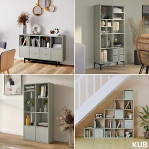 Etagere 2x4 cases spaceo kub vert sauge h139.3xl70.4xp31.7cm