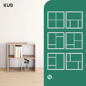 Etagere 2x2 cases spaceo kub chene h70.5xl70.4xp31.7cm