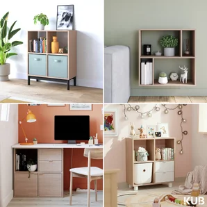 Etagere 2x2 cases spaceo kub chene h70.5xl70.4xp31.7cm