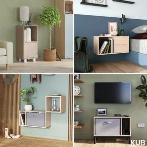 Etagere 2 cases spaceo kub chene h36.1xl36.0xp31.7cm