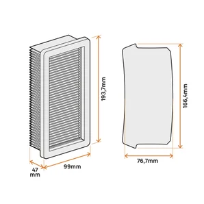 Filtre plat vide cendre, DAC20, 20l, DEXTER