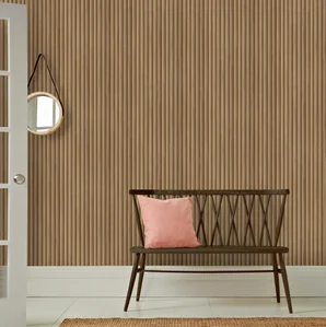 Papier peint intissé tasseaux bois arrondis