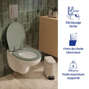Abattant wc bois compresse purity frein de chute declip vert sensea