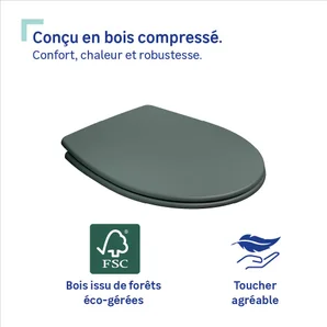 Abattant wc bois compresse purity frein de chute declip vert sensea