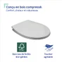 Abattant wc bois compresse purity frein de chute declip blanc sensea
