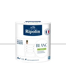 Peinture meuble et objet, RIPOLIN, blanc 0.5l