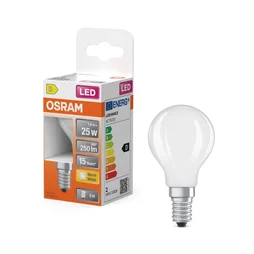 Ampoule led spherique verre e14 25w 250lm opale 2700k blc chaud osram