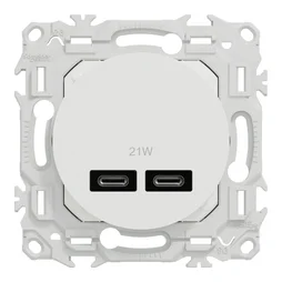 Prise chargeur USB C+C à assembler Odace, SCHNEIDER ELECTRIC, blanc