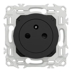 Prise affleurante avec terre Odace, SCHNEIDER ELECTRIC, noir
