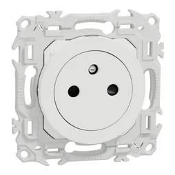 Prise affleurante avec terre Odace, SCHNEIDER ELECTRIC, blanc