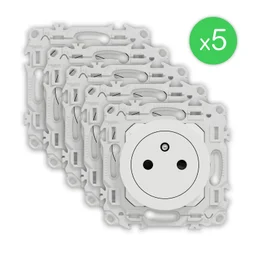 Lot de 5 prises affleurantes à assembler Odace, SCHNEIDER ELECTRIC blanc