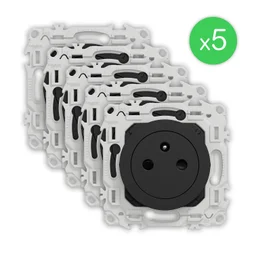 Lot de 5 prises affleurantes à assembler Odace, SCHNEIDER ELECTRIC noir