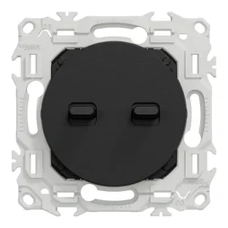 Double interrupteur va-et-vient/pouss. à levier, SCHNEIDER ELECTRIC Odace, noir
