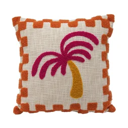 Coussin Diego, beige et orange l.45 x L.45 cm