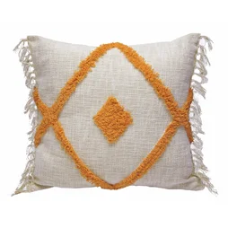 Coussin Ocre, beige et orange l.50 x L.50 cm