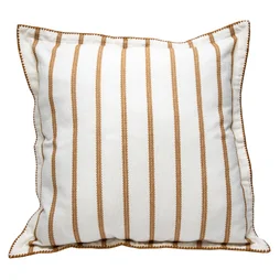 Coussin Mila, blanc et marron l.50 x L.50 cm