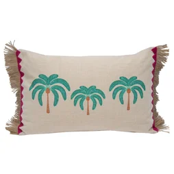 Coussin Pampa, blanc et bleu l.30 x L.50 cm