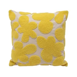 Coussin Fleurs, jaune l.45 x L.45 cm